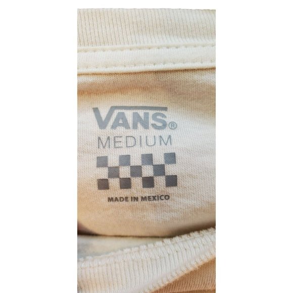 Vans Of the Wall Long Sleeve T Shirt Size Medium White Pink Blue Graphic - Picture 3 of 3